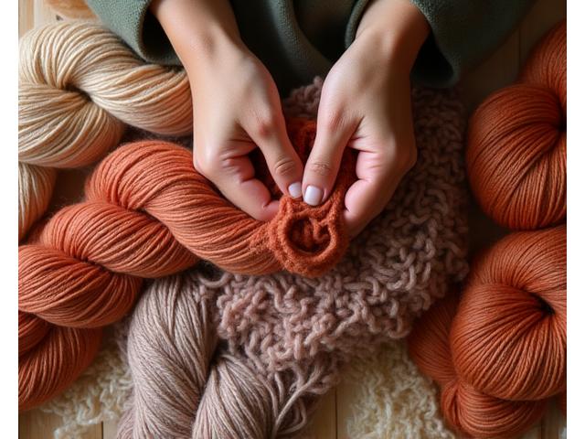Hands engaged in natural dyeing with vibrant yarns, showcasing textile crafts