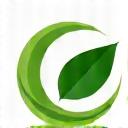 A green leaf encompassed by a circular arrow, symbolizing environmental sustainability and minimal ecological footprint.