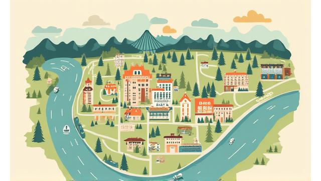 An illustrated map of Portland highlighting local artisan shops and wellness centers