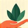 Hand holding a leaf, symbolizing ethical products