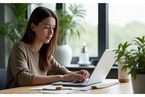 Professional working at a desk with subtle textile elements