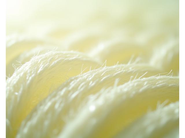 Close-up of natural fabric fibers under a microscope, illustrating breathability and intricate texture.